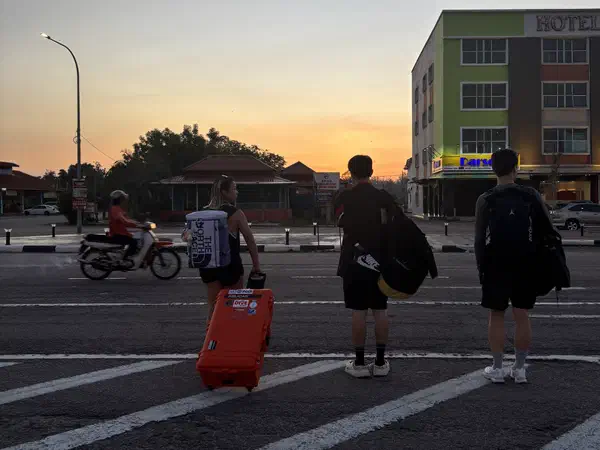 Scuba diving: Leaving for the first dive before sunrise, in Malaysia.