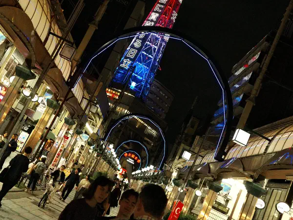 Photography: Tsutenkaku at the end of the street at night, Osaka.