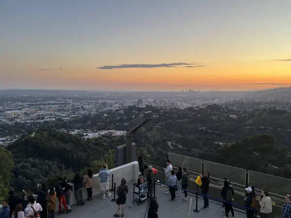 Los Angeles, California, United States: Sunset over Los Angeles from the terrace of Griffith Observatory.