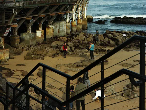 Monterey, California, United States: A restaurant over the water beside the Monterey Bay Aquarium.