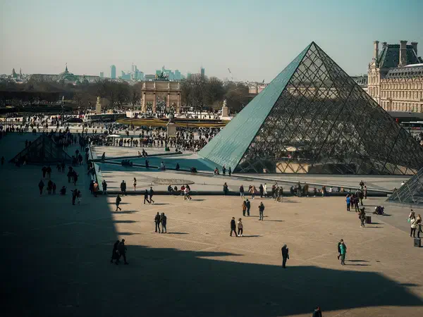 Paris, France: The glass pyramid in the courtyard of the Louvre.