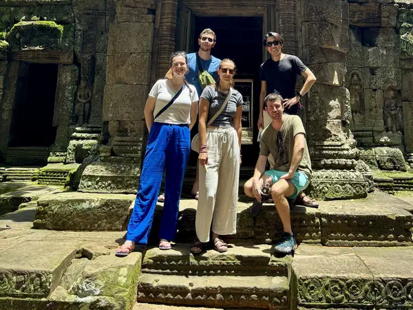 Siem Reap, Cambodia: Exploring the temples of Angkor with friends.