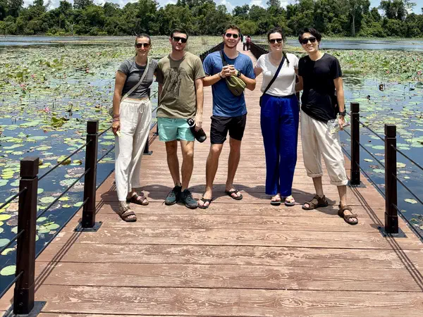 Siem Reap, Cambodia: A boardwalk over a lotus pond near Siem Reap.